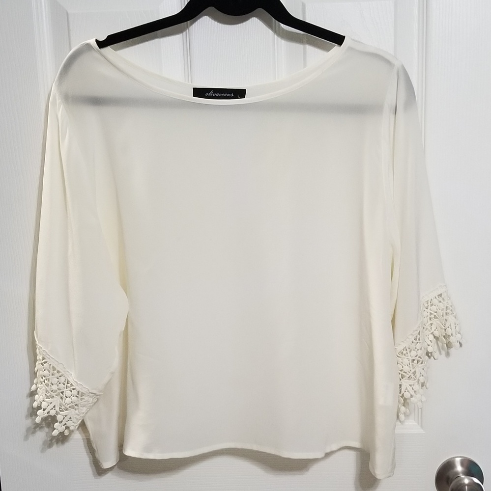 Cream Silk Cropped Blouse